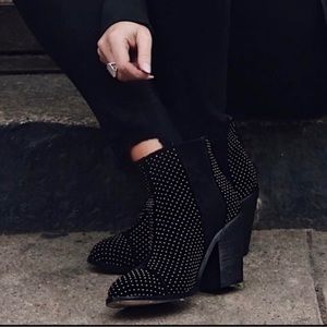 Anthropologie gold studded black booties